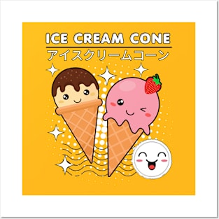 Kawaii Ice Cream Cone Posters and Art